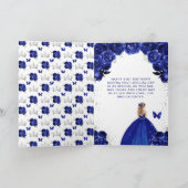 Navy Bloemen Blond Haar Meisje Gelukkige Verjaarda Kaart (Binnen)