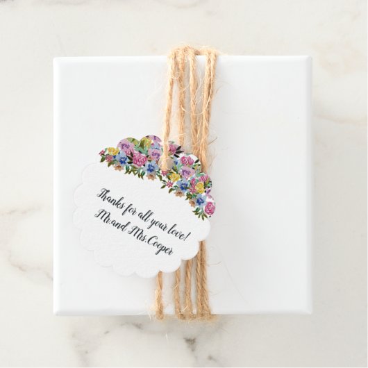 Navy Bloemen Bohemian Chic Bruiloft Dank u Bedankjes Labels (In situ)