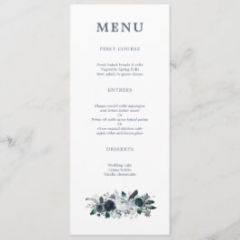 Navy Bloemen Boho Bruiloft Menu