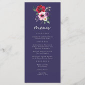 Navy Bloemen bruiloft Menu (Voorkant)