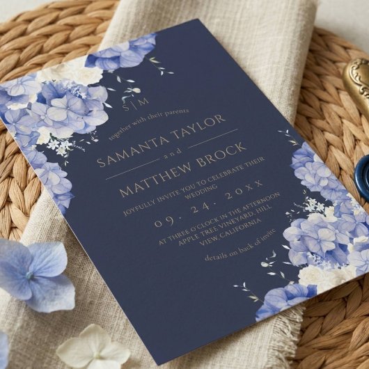 Navy Bloemen ⎮Elegant All in One Kaart