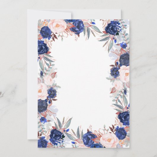 Navy Bloemen Elegant en Modern Vrijgezellenfeest Kaart (Achterkant)