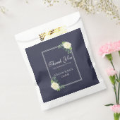 Navy Bloemen Elegant ivoor roos Favor tassen Bedankzakje (Gezegeld)