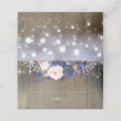 Navy Bloemen en String Lights Rustiek Plaatskaartje (Buitenkant ongevouwen)