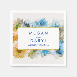 Navy Bloemen Goud Lijst  Herfst Bruiloft Servetten