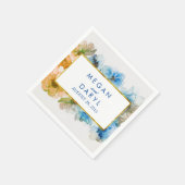 Navy Bloemen Goud Lijst Herfst Bruiloft Servetten (Hoek)