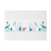 Navy Bloemen Groen Bruiloft Uitnodiging Belly Band Uitnodigingen Wikkel (Achterkant Voorbeeld)