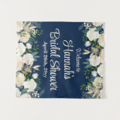 Navy Bloemen Groene Roos Welkom bij Bruidsdouche Wandkleed (Voorkant (horizontaal))