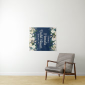 Navy Bloemen Groene Rozen Welkom bij Bruidsdouche Wandkleed (In Situ (horizontaal))