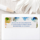 Navy Bloemen  Herfst Waterverf Bruiloft Etiket (Insitu)