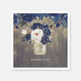 Navy Bloemen Mason Jar Rustic Servetten