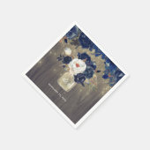 Navy Bloemen Mason Jar Rustic Servetten (Hoek)