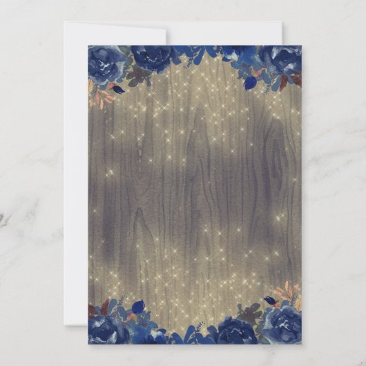 Navy Bloemen Mason Jar Rustieke afstudeerfeest Kaart (Achterkant)