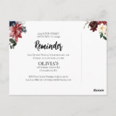 Navy Bloemen RSVP Herinnering Briefkaart (Achterkant)