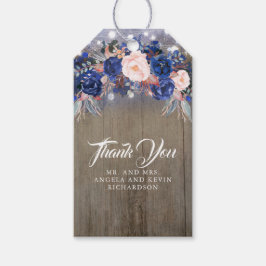 Navy Bloemen Rustiek Cadeaulabel