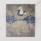 Navy Bloemen Rustiek Hout Mason Jar Bruiloft Plaatskaartje (Buitenkant ongevouwen)