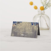 Navy Bloemen Rustiek Hout Mason Jar Bruiloft Plaatskaartje (Voorkant)