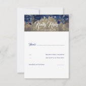 Navy Bloemen Rustieke RSVP (Voorkant)
