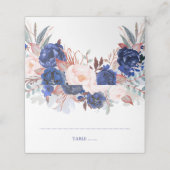 Navy Bloemen Waterverf Bruiloft Plaatskaartje (Buitenkant ongevouwen)