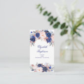 Navy Bloemen Waterverf Visitekaartje (Staand voorkant)