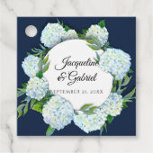 Navy Bloemen Wit Hydrangea Blad Groen Bruiloft Bedankjes Labels (Voorkant)