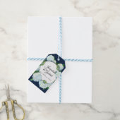 Navy Bloemen Witte Hydrangea Elegante bruiloft Cadeaulabel (Met Touw)