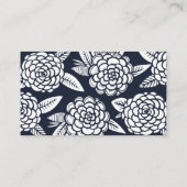Navy bloemenbruiloft. Blauwe elegante bloemen Plaatskaartje (Achterkant)