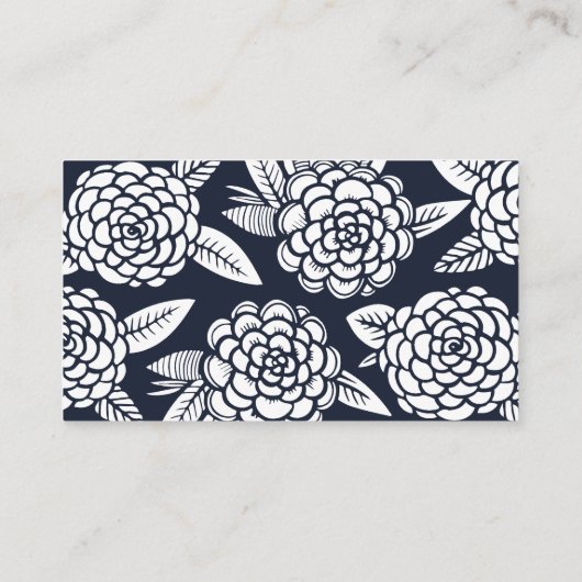 Navy bloemenbruiloft. Blauwe elegante bloemen Plaatskaartje (Achterkant)