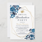 Navy bloemengoud lijst foto's virtueel Afstuderen Kaart (Voorkant)