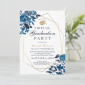 Navy bloemengoud lijst foto's virtueel Afstuderen Kaart (Staand voorkant)