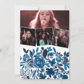 Navy bloemengoud lijst foto's virtueel Afstuderen Kaart (Achterkant)