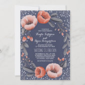 Navy Bloemenkrans Baby's Breath Wedding Kaart (Voorkant)