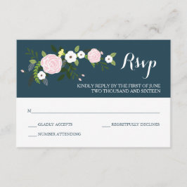 Navy Bloementuin RSVP-kaart RSVP Kaartje