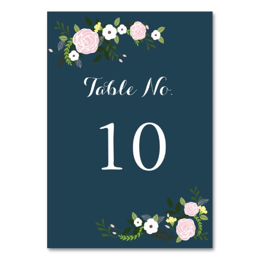 Navy bloementuin tafel nummer Kaart (Voorkant)