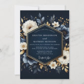 Navy Blooming Enchantment Wedding Kaart (Voorkant)