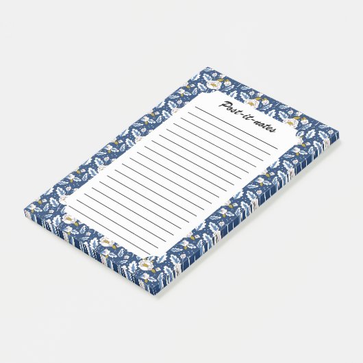 Navy Blooming Floral Buds Garden Post-it® Notes (Schuin)