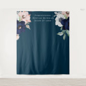 Navy Blooms Afstuderen Achtergrond Foto Booth Wandkleed (Voorkant)
