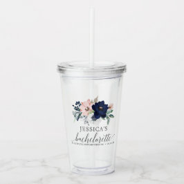 Navy Blooms Bachelorette Party Favoriet Tumbler Acryl Drinkbeker