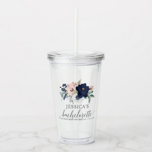 Navy Blooms Bachelorette Party Favoriet Tumbler Acryl Drinkbeker