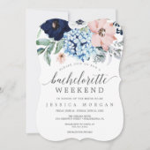 Navy Blooms Bachelorette Weekendprogramma Kaart (Voorkant)