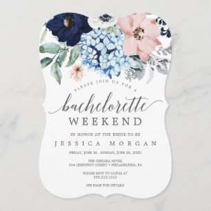 Navy Blooms Bachelorette Weekendprogramma Kaart