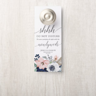 Navy Blooms bruiloft deur hanger niet storen