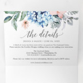 Navy Blooms bruiloft drievoudige uitnodigingen RSV (Binnenzijde eerst)