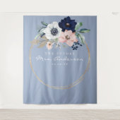 Navy Blooms Future Mrs Bruidsfeest Backdrop Wandkleed (Voorkant)