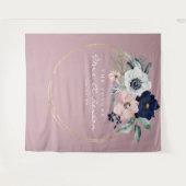 Navy Blooms Future Mrs Bruidsfeest Backdrop Wandkleed (Voorkant (horizontaal))