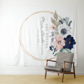 Navy Blooms Future Mrs Bruidsfeest Backdrop Wandkleed (In Situ (horizontaal))