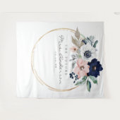 Navy Blooms Future Mrs Bruidsfeest Backdrop Wandkleed (Voorkant (horizontaal))