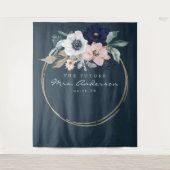 Navy Blooms Future Mrs Bruidsfeest Backdrop Wandkleed (Voorkant)