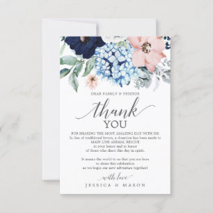 Navy Blooms In plaats van Favorieten Place Card Aankondiging