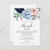 Navy Blooms In plaats van Favorieten Place Card Aankondiging (Voorkant / Achterkant)